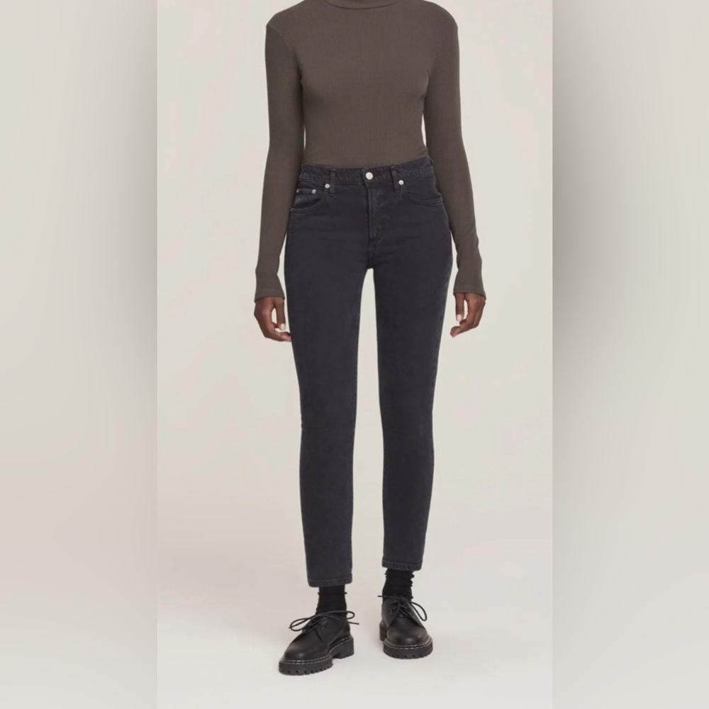AGOLDE Ag Goldschmeid TONI Mid Rise Slim Leg  Black Ankle Jeans Size 26  28x27